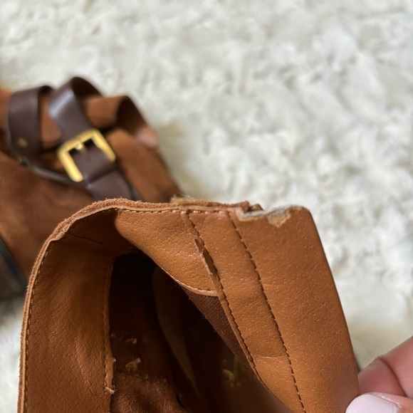 Franco Sarto Women's Size 8.5 Brown Leather Suede Linden Block Heel Ankle Boots - Picture 4 of 8